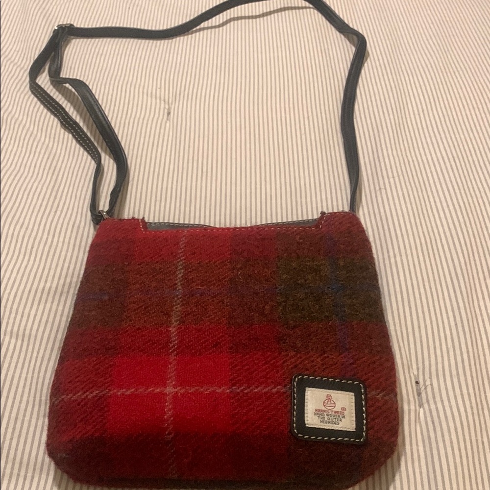 Harris Tweed Red Plaid Crossbody Bag